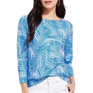 Vineyard Vines Printed Sankaty Boatneck Simple Shirt Top XXL Blue Palm 2K001941